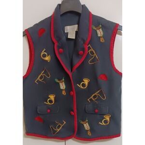 Vintage Eagles Eye Womens Vest Horse Equestrian 90s Keeneland Jockey Novelty